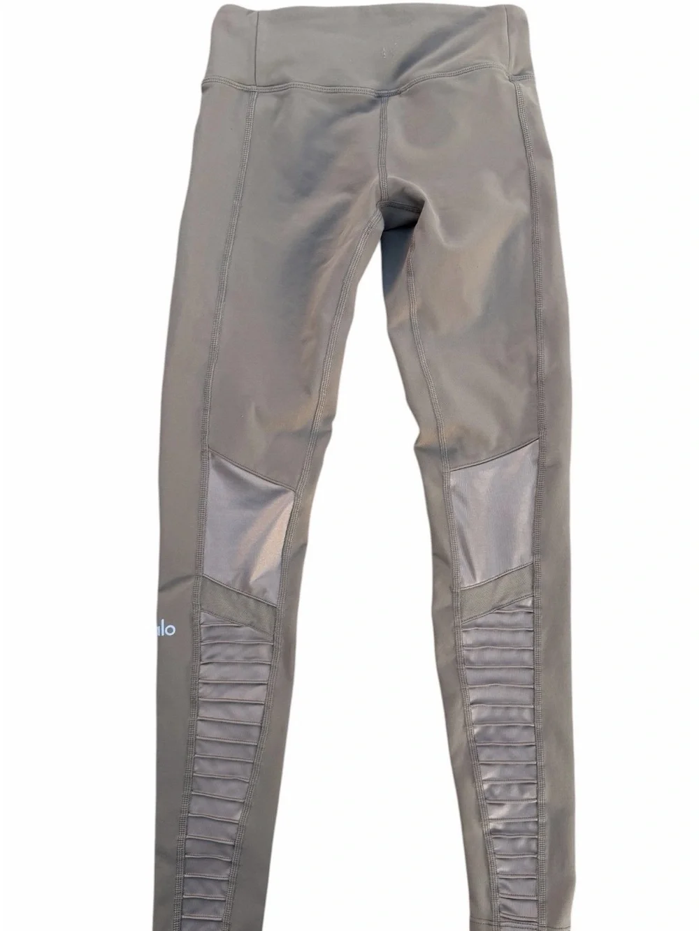 ALO Yoga Moto-Detail High-Waist Leggings in Taupe